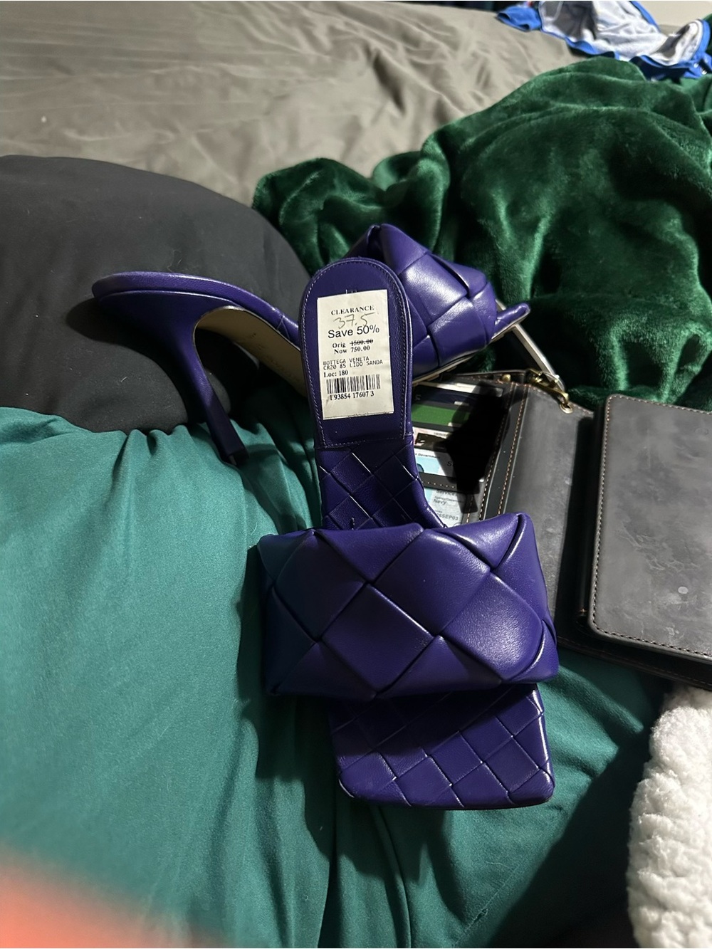 Bottega Veneta Purple Woven Square-Toe Stiletto Mule